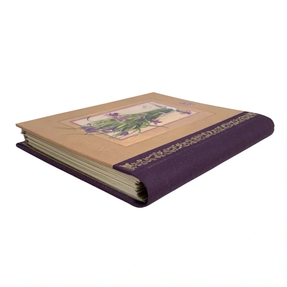 Floral Hardcover Address Guest Book with Purple and Gold Accents